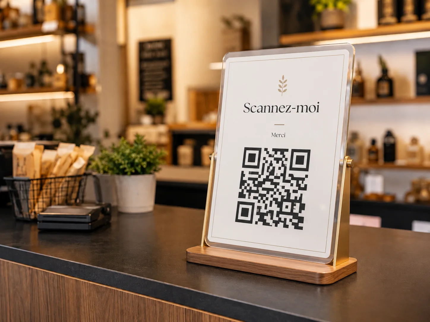 Présentoir QR de fidélité client