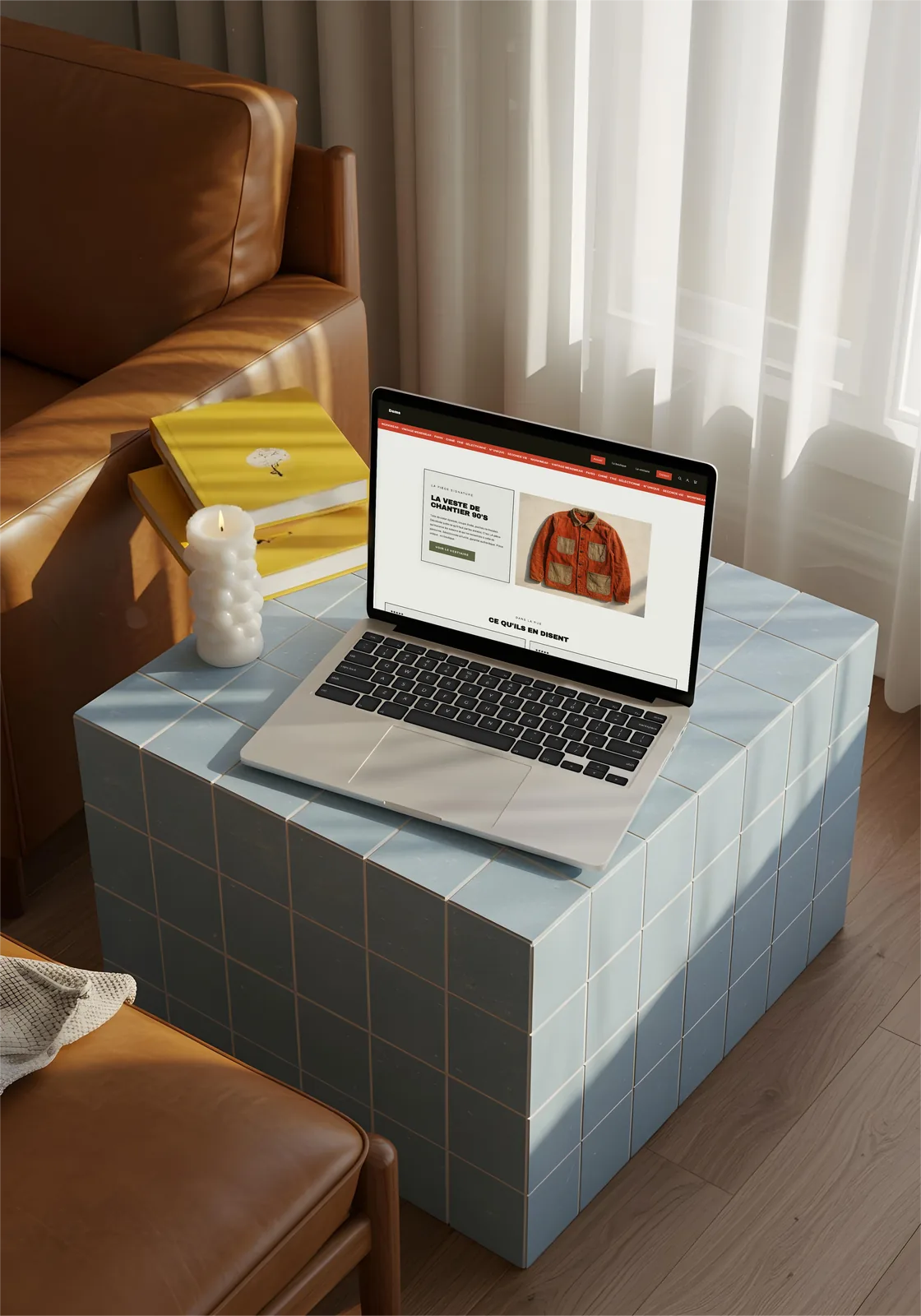 Boutique en ligne mode RetailPOS, affichée sur un MacBook