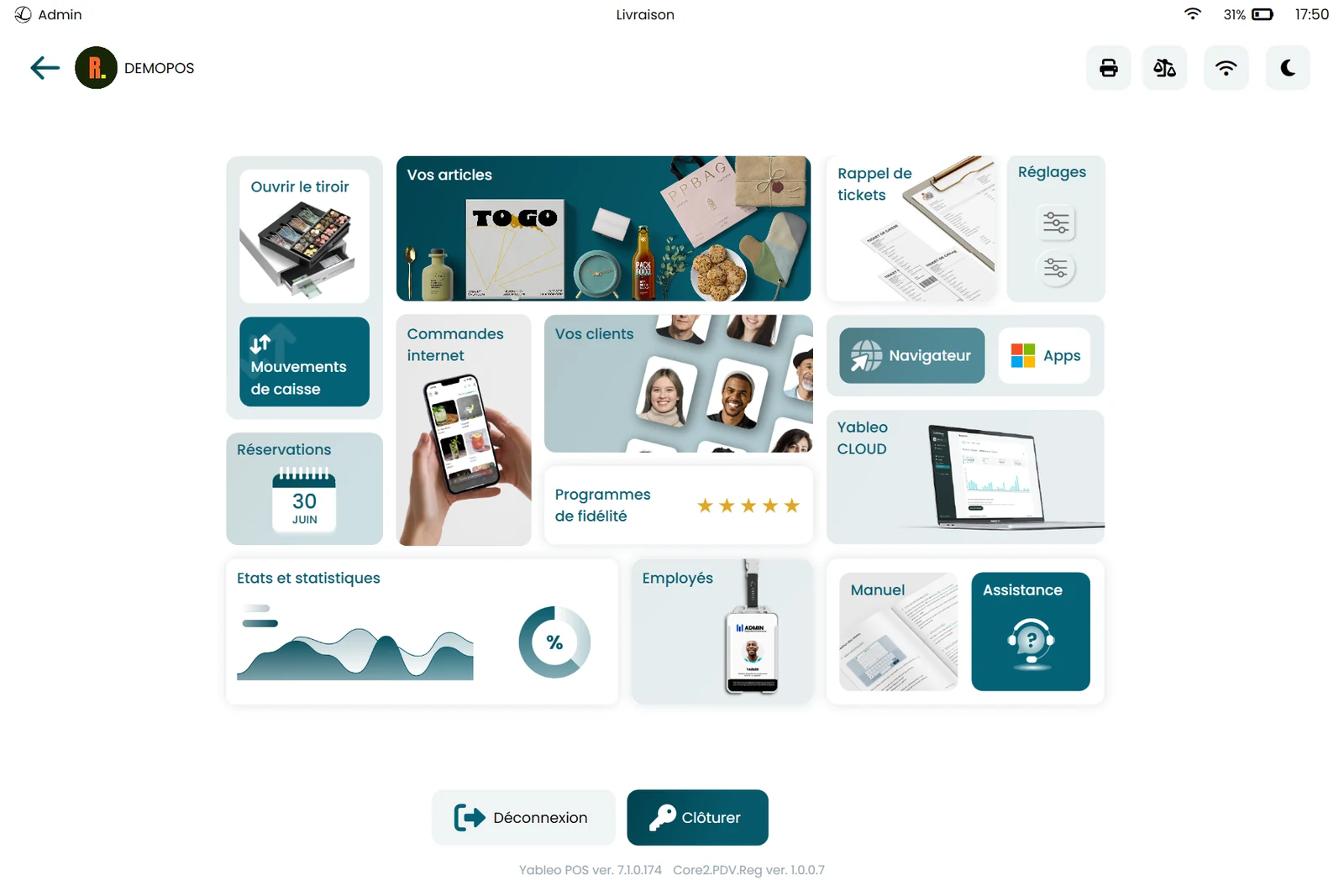 RetailPOS — accueil caisse (tableau de bord)