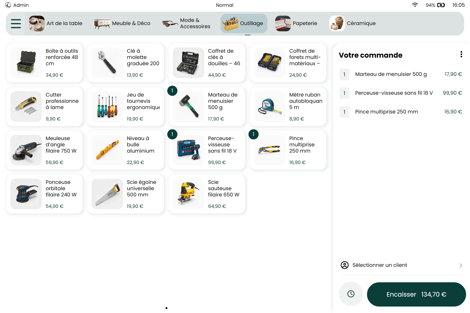 RetailPOS — écran de vente pour enseigne multi-magasins avec panier client