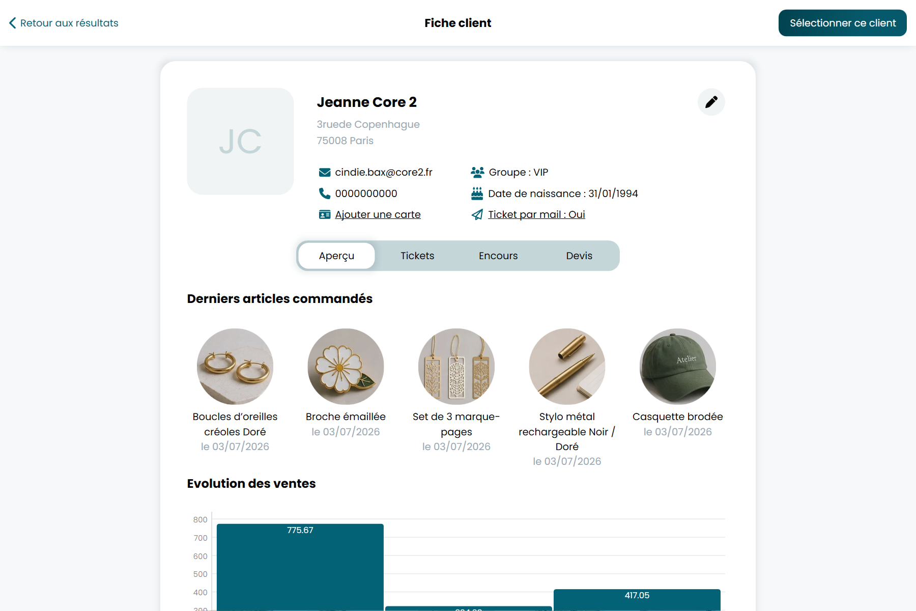 RetailPOS — fiche client et fidélité