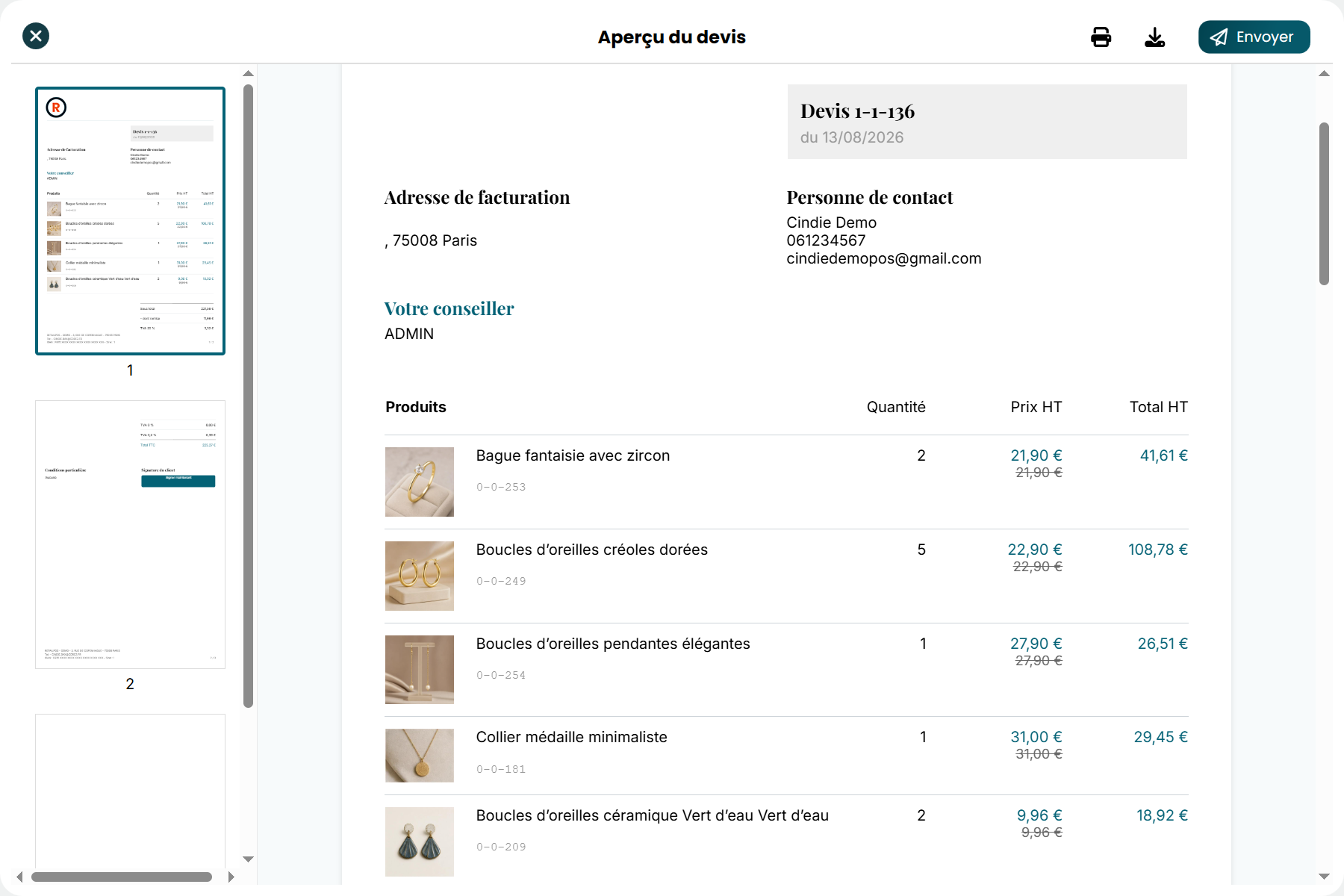 RetailPOS — génération de devis pour magasin de décoration et commerce spécialisé