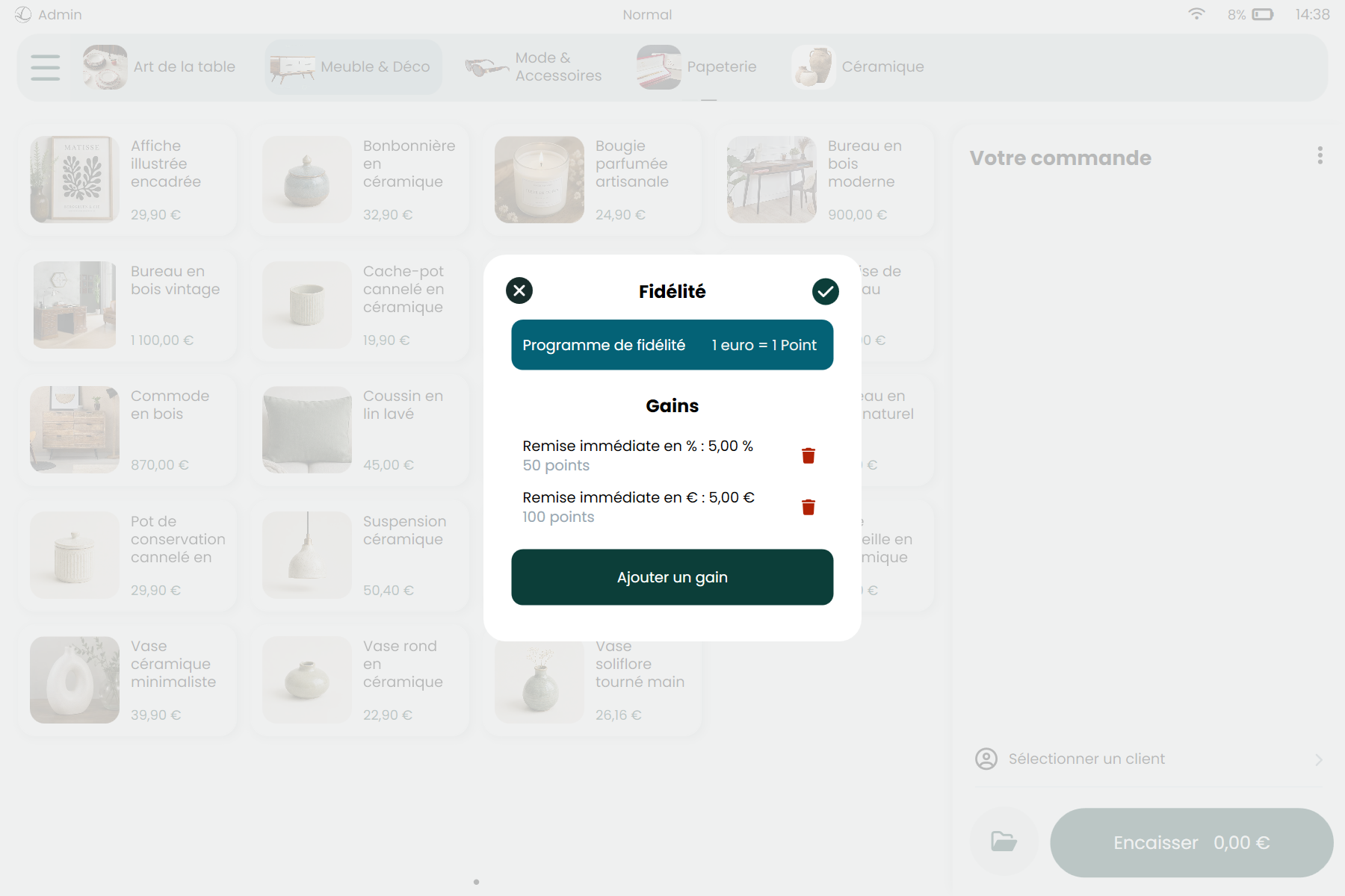 RetailPOS — programme de fidélité avec gains et remises client