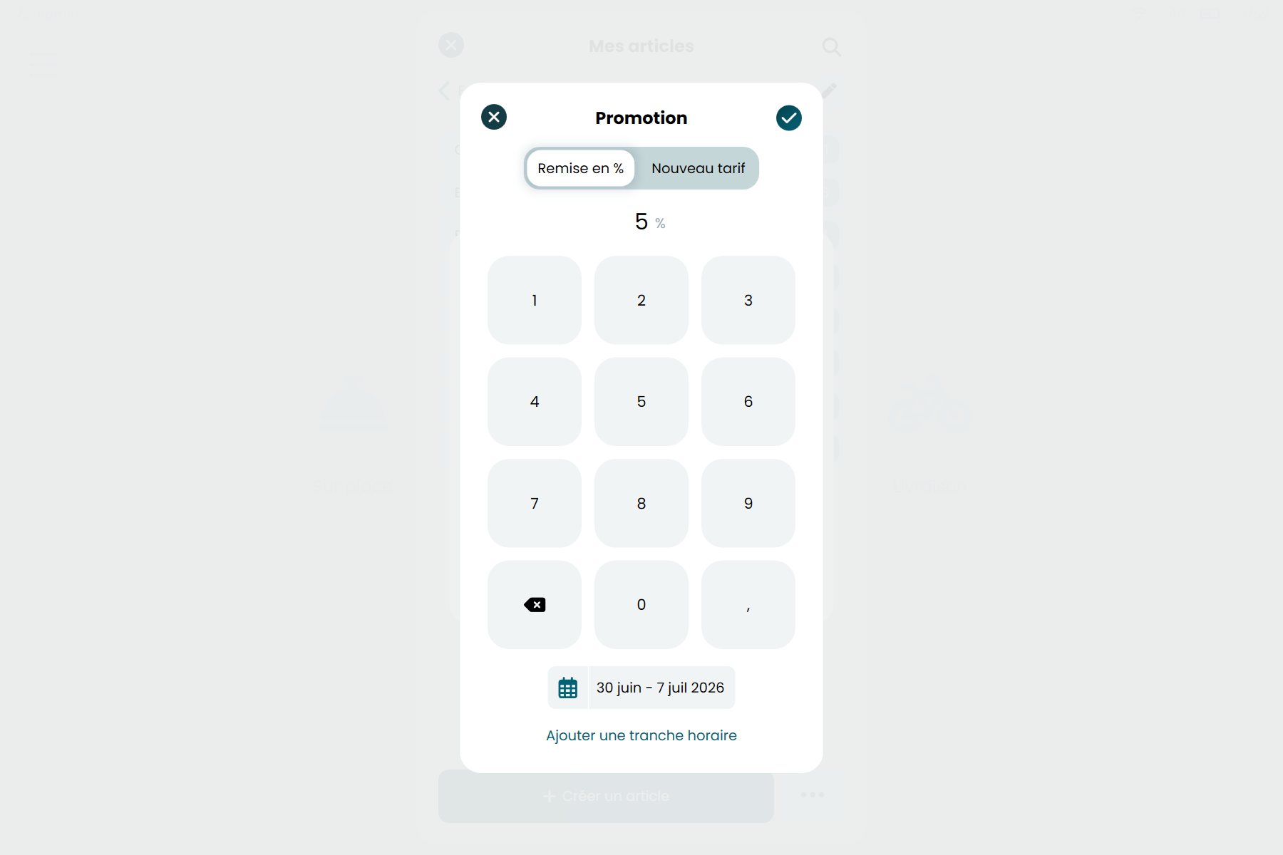 RetailPOS — création d'une promotion / remise