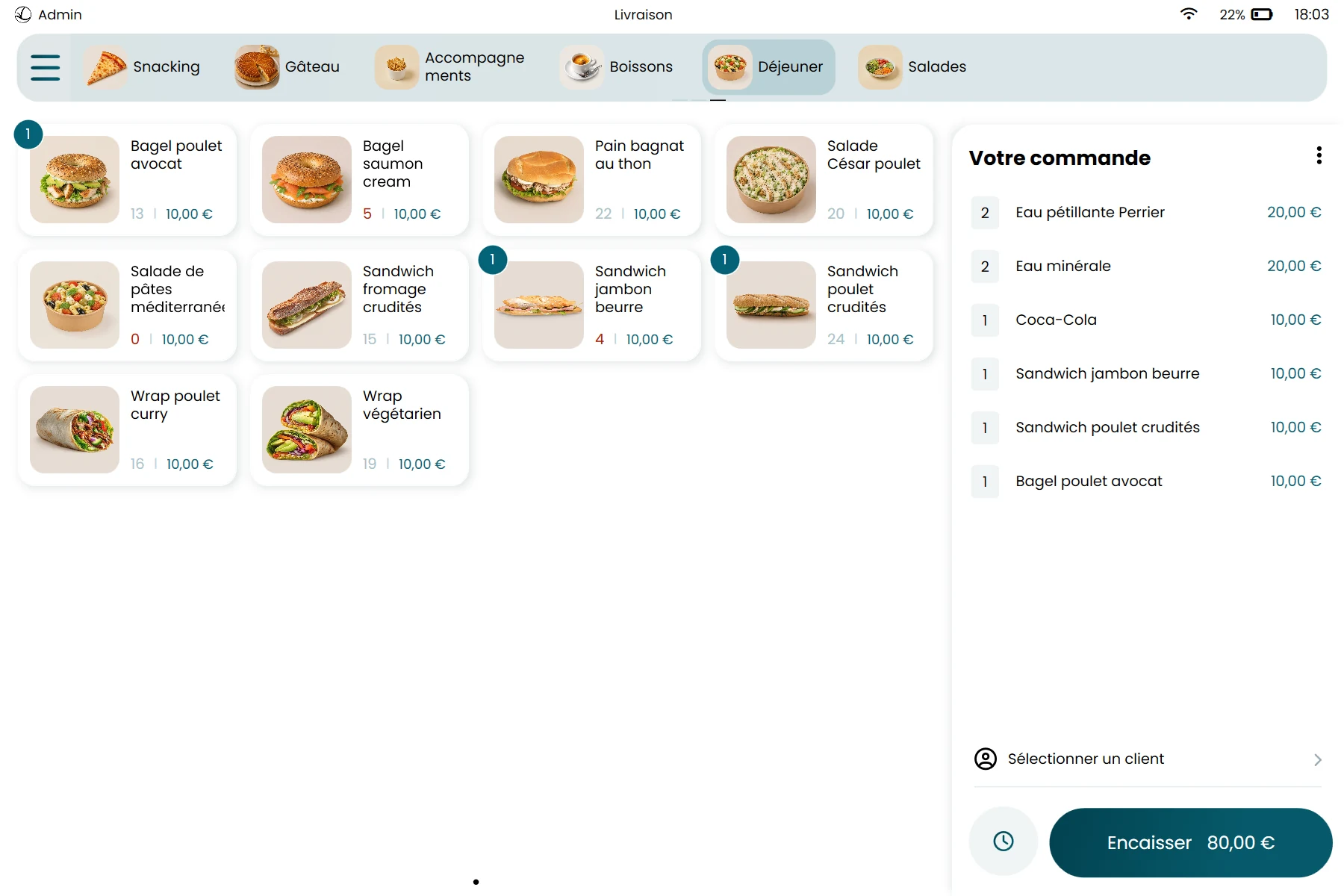 RetailPOS — écran de vente (panier)