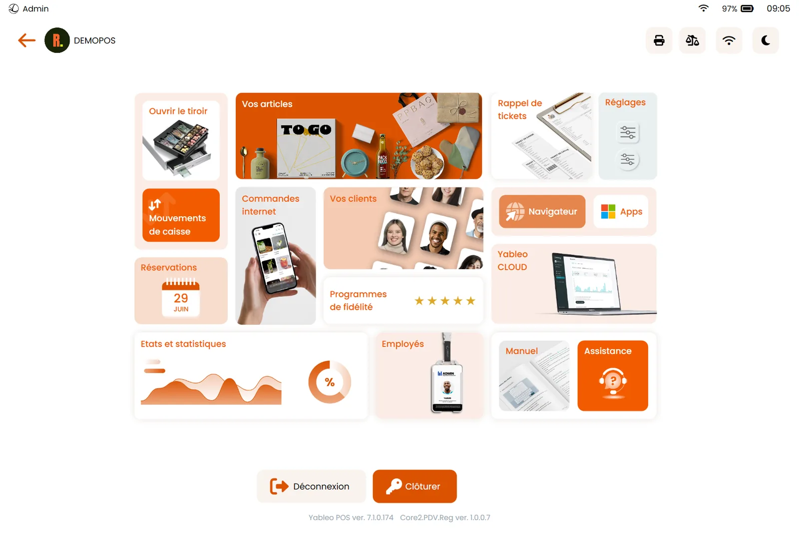 Interface RetailPOS sur tablette